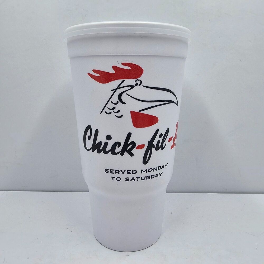 Chick-Fil-A Reusable Collectors Cup White Plastic Tumbler Served Monday-Saturday